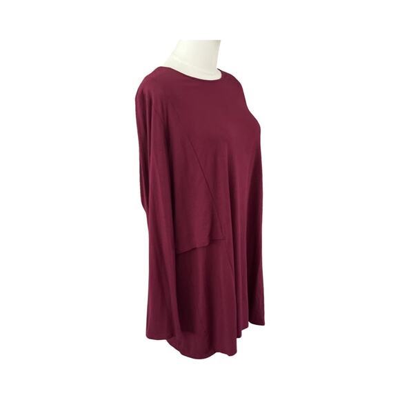 J. Jill Wearever Collection Women's Long Sleeve Tunic Top Burgundy Size Large - Picture 3 of 8